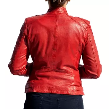 Imani, Damen-Lederjacke, Lammnappa, Farbe: real red